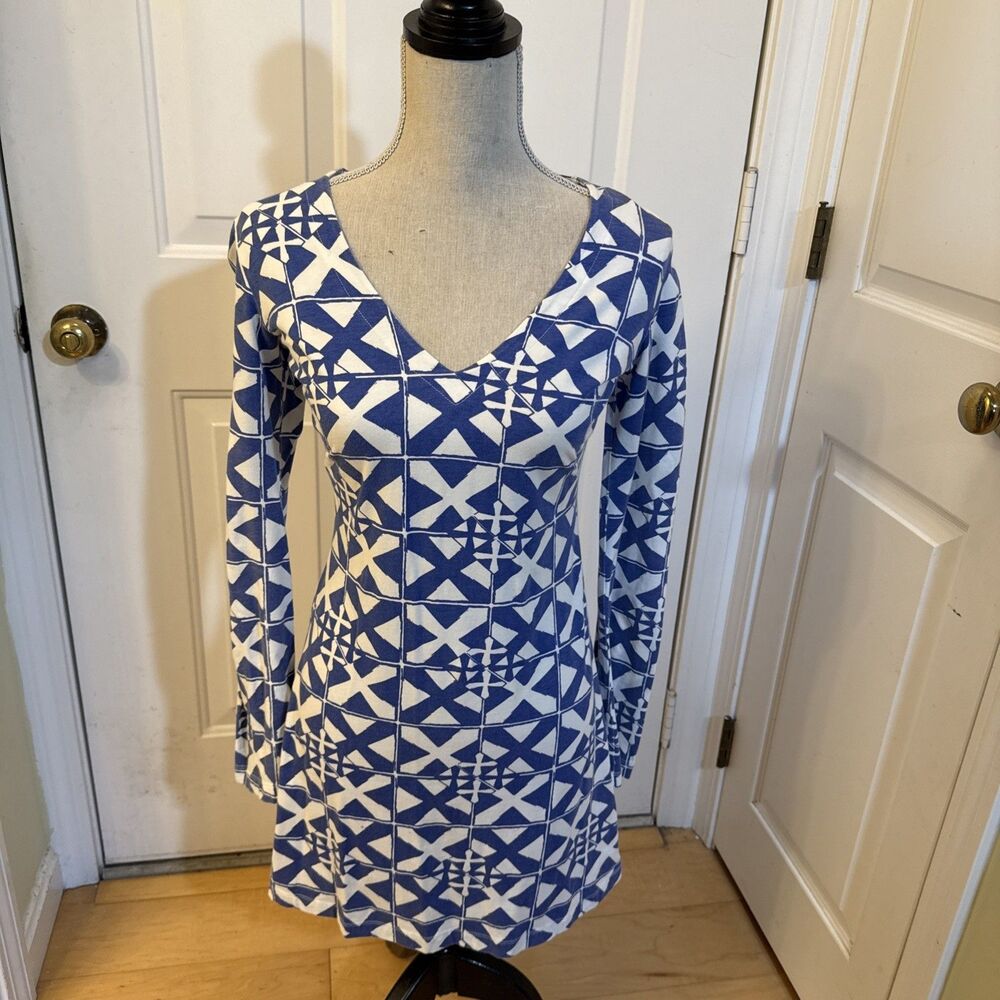 BOATING BEAUTY Mahi Gold long sleeved cotton nautical print mini dress Size XS